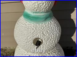 Vintage 40 Union Products Dimple Snowman Blow Mold Christmas Green Scarf Candy