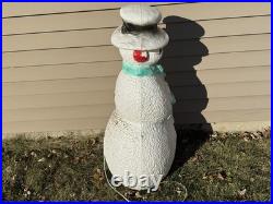 Vintage 40 Union Products Dimple Snowman Blow Mold Christmas Green Scarf Candy