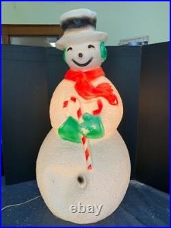 Vintage 40 Union Products Dimple Snowman Blow Mold Christmas Red Scarf