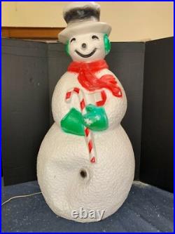 Vintage 40 Union Products Dimple Snowman Blow Mold Christmas Red Scarf