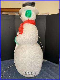 Vintage 40 Union Products Dimple Snowman Blow Mold Christmas Red Scarf