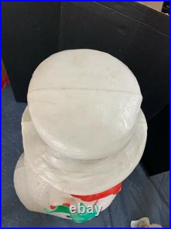 Vintage 40 Union Products Dimple Snowman Blow Mold Christmas Red Scarf