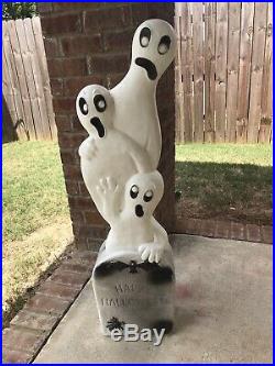Vintage 40 inch 3 Ghost Don Featherstone Happy Halloween Tombstone Blowmold