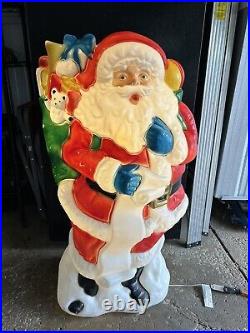 Vintage 42 Santa's Best Santa Christmas Lighted Blow Mold Toy Bag With Presents