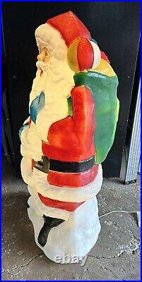 Vintage 42 Santa's Best Santa Christmas Lighted Blow Mold Toy Bag With Presents