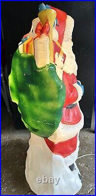 Vintage 42 Santa's Best Santa Christmas Lighted Blow Mold Toy Bag With Presents