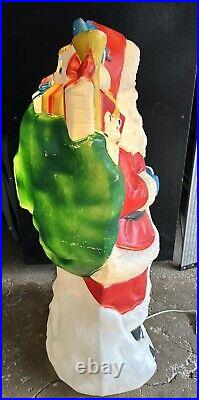 Vintage 42 Santa's Best Santa Christmas Lighted Blow Mold Toy Bag With Presents