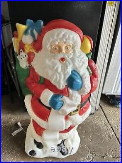 Vintage 42 Santa's Best Santa Christmas Lighted Blow Mold Toy Bag With Presents