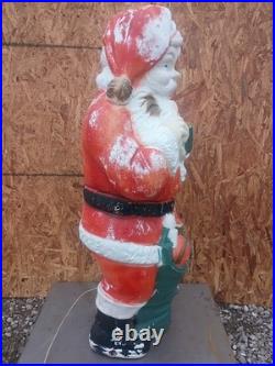 Vintage 45T Poloron Whispering Santa With Toy Sack Blow Mold Christmas Decor