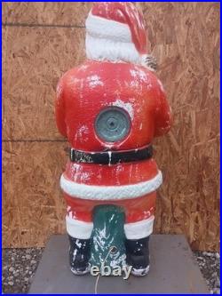 Vintage 45T Poloron Whispering Santa With Toy Sack Blow Mold Christmas Decor