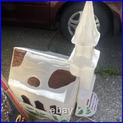 Vintage 45 Tall Illuminated Church With Steeple Blow Mold Christmas
