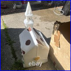 Vintage 45 Tall Illuminated Church With Steeple Blow Mold Christmas