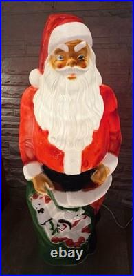 Vintage 46 Empire Santa Claus Blow Mold Light Plastic Yard Decororation Works