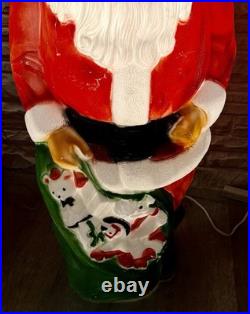 Vintage 46 Empire Santa Claus Blow Mold Light Plastic Yard Decororation Works