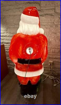 Vintage 46 Empire Santa Claus Blow Mold Light Plastic Yard Decororation Works