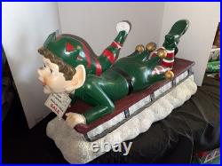 Vintage 48 Commercial Grade Christmas Elf Sledding Sleigh Ride Resin Fiberglass
