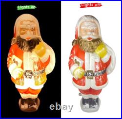 Vintage 50's Poloron Santa Claus Gold Beard Christmas Lighted Blow Mold 30 USA