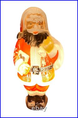 Vintage 50's Poloron Santa Claus Gold Beard Christmas Lighted Blow Mold 30 USA