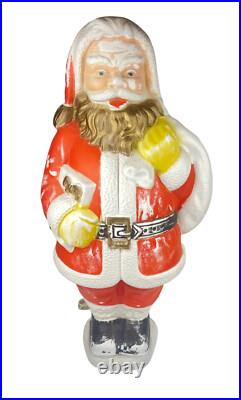 Vintage 50's Poloron Santa Claus Gold Beard Christmas Lighted Blow Mold 30 USA