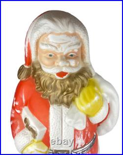 Vintage 50's Poloron Santa Claus Gold Beard Christmas Lighted Blow Mold 30 USA