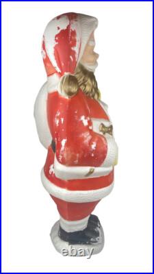 Vintage 50's Poloron Santa Claus Gold Beard Christmas Lighted Blow Mold 30 USA