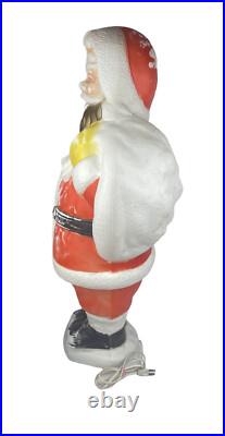 Vintage 50's Poloron Santa Claus Gold Beard Christmas Lighted Blow Mold 30 USA