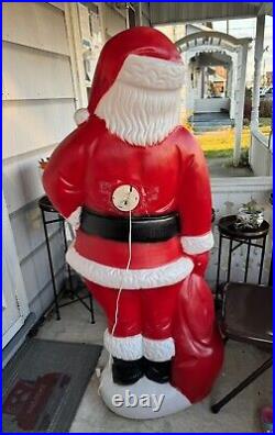 Vintage 5ft Santa Claus General Foam Plastic Blow Mold Light Up Yard Lights Up