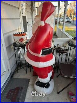 Vintage 5ft Santa Claus General Foam Plastic Blow Mold Light Up Yard Lights Up