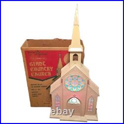 Vintage 60s Beco Original Illuminated Giant Country Church 51 with Box Incomplete