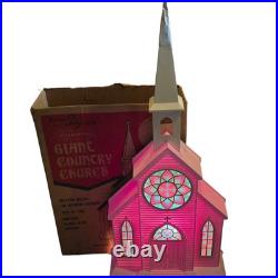 Vintage 60s Beco Original Illuminated Giant Country Church 51 with Box Incomplete