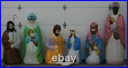 Vintage 8 Piece Set Empire Life Size Nativity Set Lighted Christmas Blow Mold