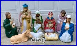 Vintage 9-Piece Nativity Blow Mold Set General Foam Plastics Christmas
