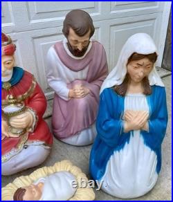 Vintage 9-Piece Nativity Blow Mold Set General Foam Plastics Christmas