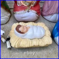 Vintage 9-Piece Nativity Blow Mold Set General Foam Plastics Christmas