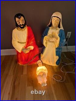 Vintage Beco 34 Nativity Christmas Blow Mold Jesus Joseph Mary General Foam