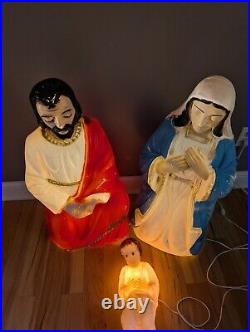 Vintage Beco 34 Nativity Christmas Blow Mold Jesus Joseph Mary General Foam