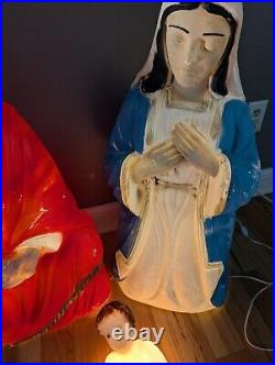 Vintage Beco 34 Nativity Christmas Blow Mold Jesus Joseph Mary General Foam
