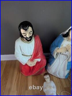 Vintage Beco 34 Nativity Christmas Blow Mold Jesus Joseph Mary General Foam