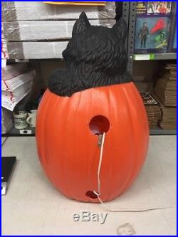 Vintage Black Cat With Pumpkin Lighted Halloween Blow Mold 27'' Rare