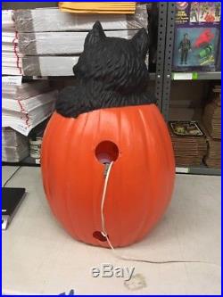 Vintage Black Cat With Pumpkin Lighted Halloween Blow Mold 27'' Rare