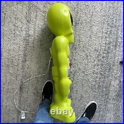 Vintage Blow Mold 36 Green Space Alien withRay Gun Halloween Lighted Figure