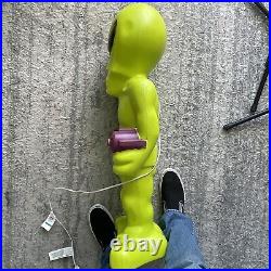 Vintage Blow Mold 36 Green Space Alien withRay Gun Halloween Lighted Figure