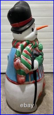 Vintage Blow Mold 43 Santa's Best Frosty the Snowman withCane Lighted Blow Mold