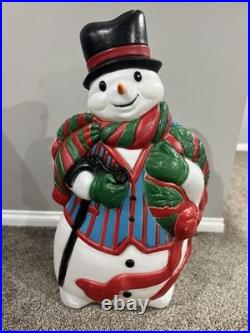 Vintage Blow Mold 43 Santa's Best Frosty the Snowman withCane Lighted Blow Mold