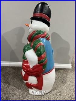 Vintage Blow Mold 43 Santa's Best Frosty the Snowman withCane Lighted Blow Mold