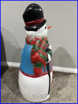 Vintage Blow Mold 43 Santa's Best Frosty the Snowman withCane Lighted Blow Mold