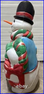Vintage Blow Mold 43 Santa's Best Frosty the Snowman withCane Lighted Blow Mold