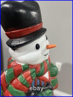 Vintage Blow Mold 43 Santa's Best Frosty the Snowman withCane Lighted Blow Mold