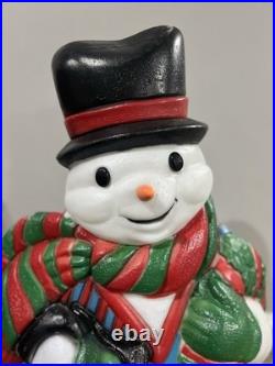 Vintage Blow Mold 43 Santa's Best Frosty the Snowman withCane Lighted Blow Mold
