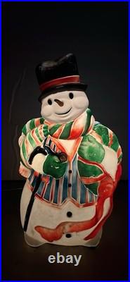 Vintage Blow Mold 43 Santa's Best Frosty the Snowman withCane Lighted Blow Mold
